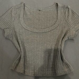 Gray Women's Waffle Crop Top